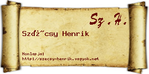 Szécsy Henrik névjegykártya